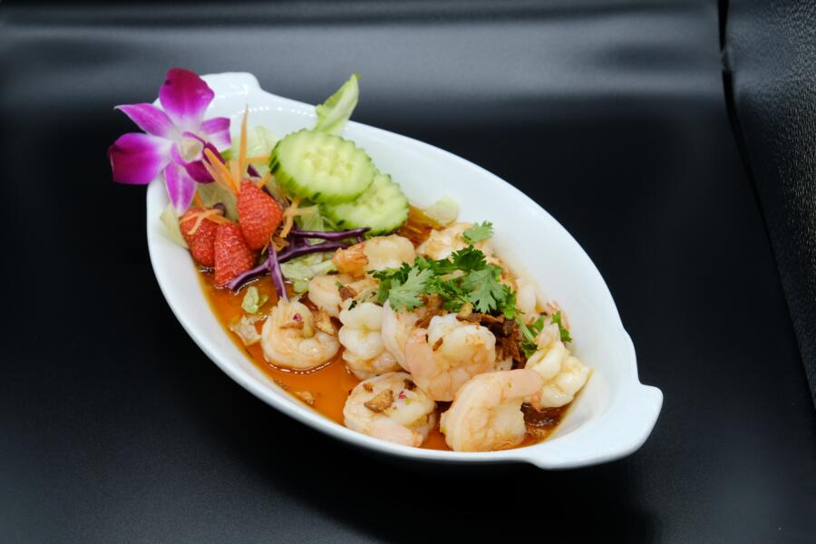Stekte scampi i tamarindsaus